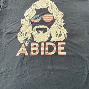 Navy Graphic Tee with Patriotic Design The Dude Abides XXL